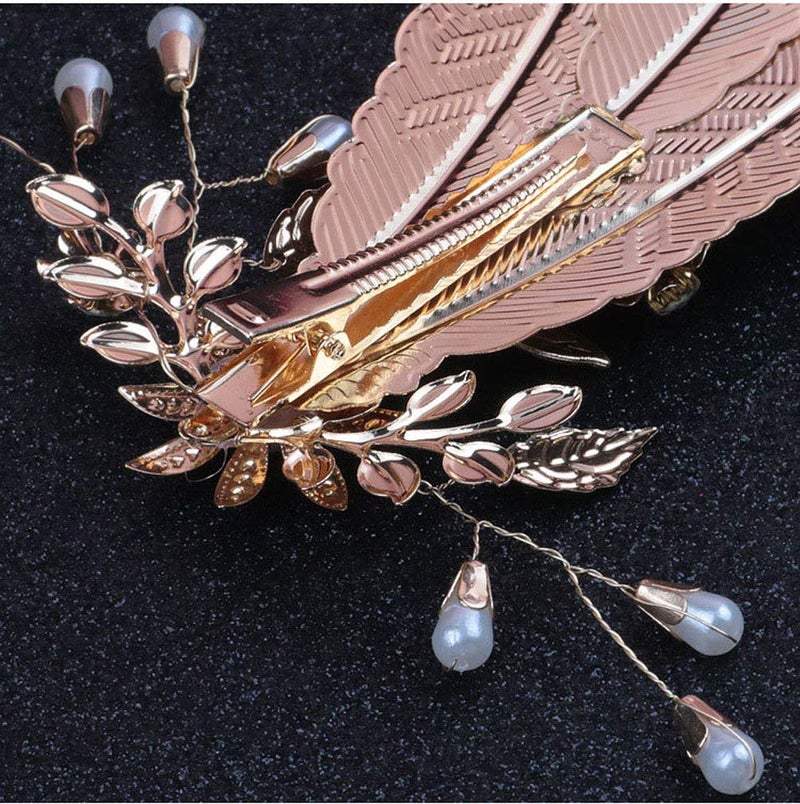 Suoirblss Metal Leaf Feather Hair Accessories Wedding Girl Women Hairpin Hair Claw Clip Jaw Clips Duckbill Clip - Image 5